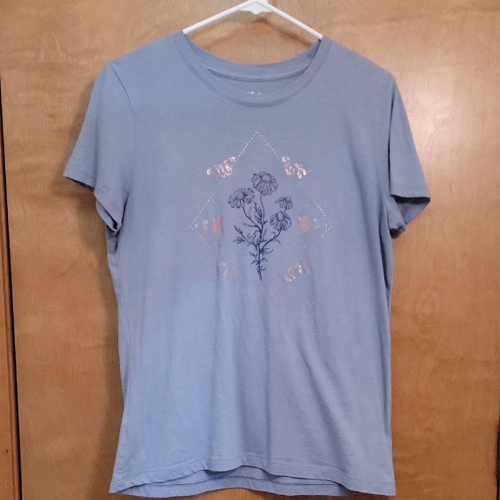 Aeropostale Light Blue Floral Graphic Tee